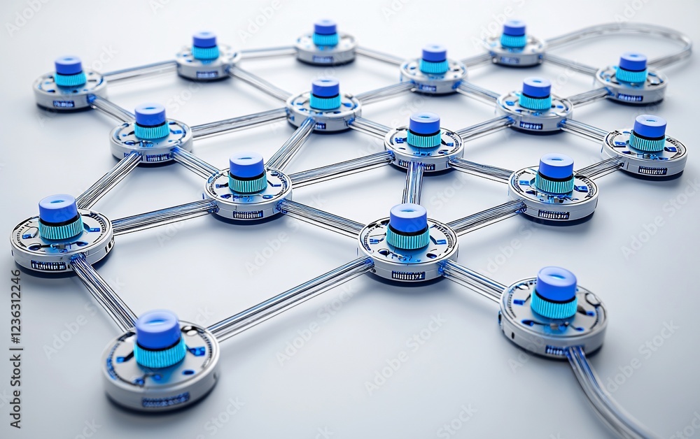 Poster network nodes connected by translucent cables.