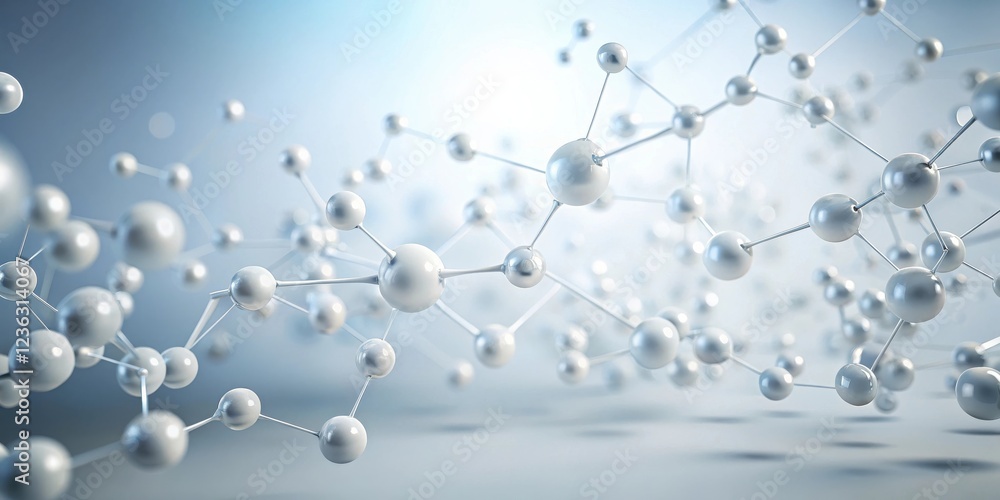 Poster a network of interconnected spheres representing the abstract concept of molecular bonding, emphasiz