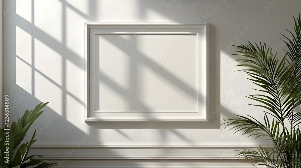 Poster white poster frame mockup displayed a diagonal view against a soft light background capturing the fr