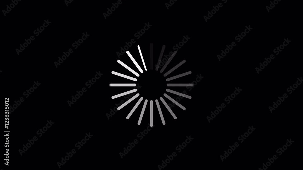 Wall mural 4k website loading wheel animation white circle lines rotation animation icon on transparent backgro