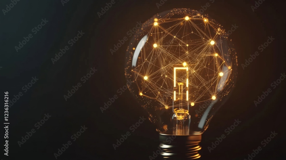 Poster illuminating innovation a futuristic light bulb concept in a dark environment capturing the intersec