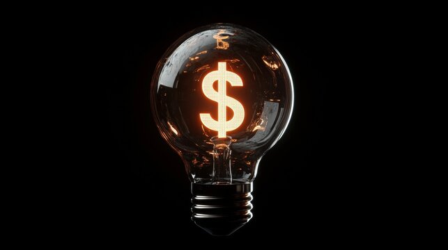 Innovative financial concepts illuminated by dollar sign light bulb in dark background capturing the essence of money and ideas photographic perspective modern business environment