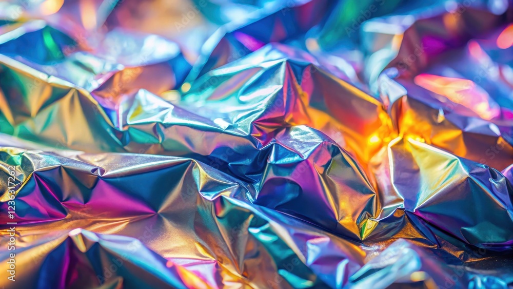 Leinwandbilder shimmering iridescent foil with a soft glow and textured folds creating a captivating abstract backg