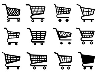 SHOPPING CART SILHOUETTE ON WHITE BACKGROUND