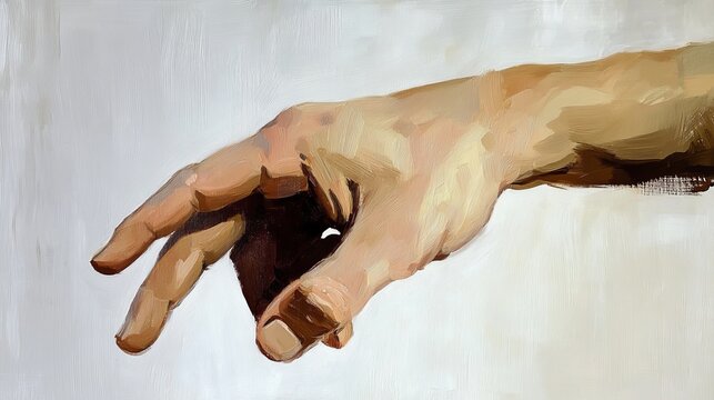 Hand Pointing Right With a Subtle Blend of Colors, Creating an Artistic Representation of Direction and Intention on a Soft Background