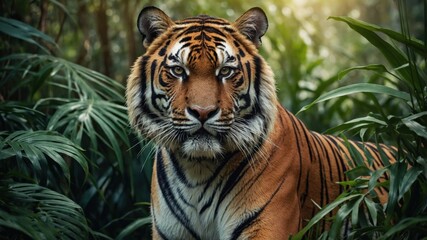 Fototapeta premium Majestic Tiger in Lush Jungle,Wildlife Photography