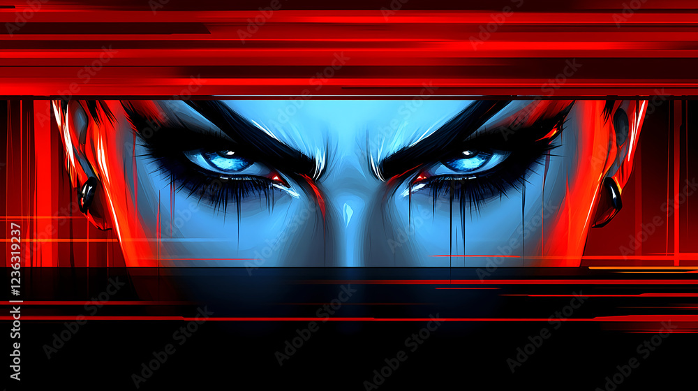 Poster intense action portrait of a mysterious character digital art futuristic environment close-up view c