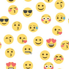 Seamless pattern of emoticons and emoji, emoji vector illustration, emoji background for social network.
