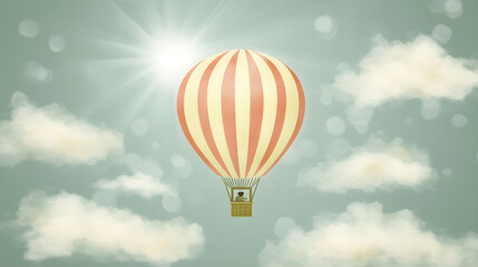 Hot air balloon adventure sky digital art scenic view whimsical concept