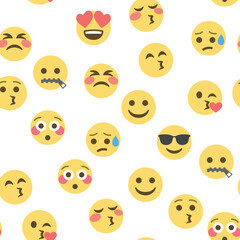 Seamless pattern of emoticons and emoji, emoji vector illustration, emoji background for social network.