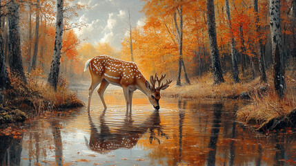 autumn leaves in the water