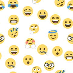 Seamless pattern of emoticons and emoji, emoji vector illustration, emoji background for social network.