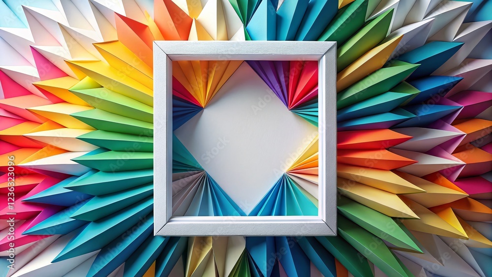 Poster abstract white paper texture background with geometric frame - modern minimalist design