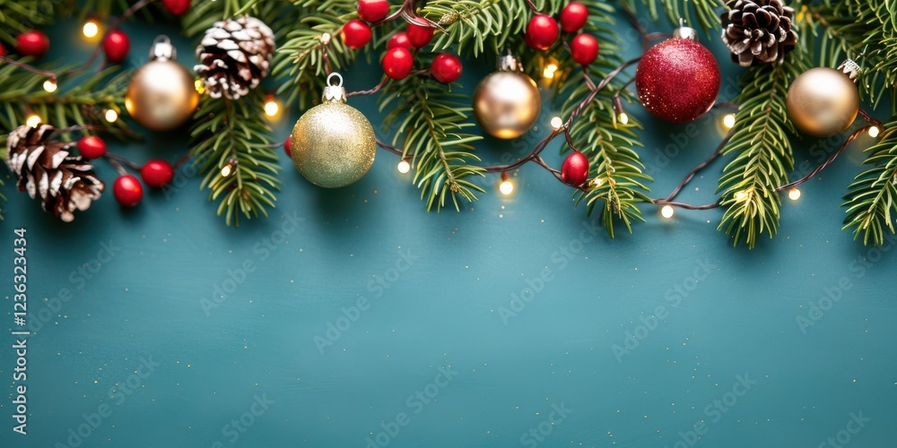 Poster a festive background filled with colorful lights and sparkling decorations, creating a joyous glow.