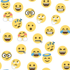 Seamless pattern of emoticons and emoji, emoji vector illustration, emoji background for social network.