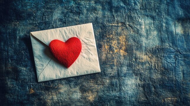 A heart-shaped love letter on a table. A romantic gesture symbolizing affection and care.