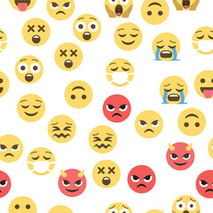 Seamless pattern of emoticons and emoji, emoji vector illustration, emoji background for social network.