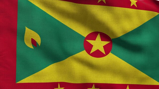 High detailed flag of Grenada. National Grenada flag. North America. 3D Render.