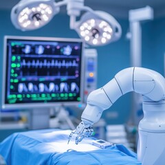 Advanced robotic arm assisting in surgery, showcasing innovation in medical technology and precision in healthcare procedures.