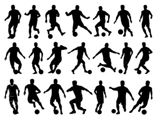 SOCCER PLAYERS SILHOUETTE ON WHITE BACKGROUND