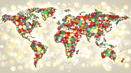 Fototapeta premium Global connectivity celebration world map infographic colorful environment aerial view data visualization
