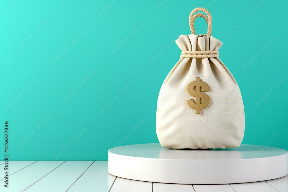 Poster Minimal 3D Podium with Muted Turquoise Background - Ideal for Product Display and Presentation Design