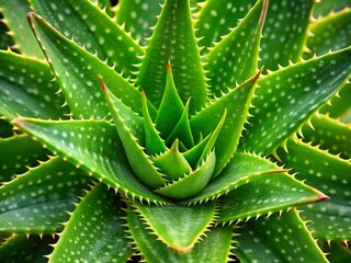 Fototapeta premium Aloe Vera Leaf Macro Close-up with Intricate Textures and Defined Edges