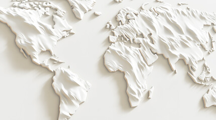 Obraz premium 3D render of a world map , white color.