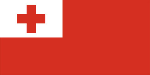 Obraz premium The flag of Tonga, with accurate proportions and official colors. Vector image.