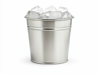 Ice Stainless Steel Tank Metal bucket filled with ice cubes
