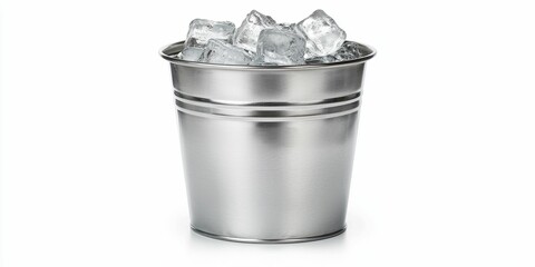Ice Stainless Steel Tank Metal bucket filled with ice cubes