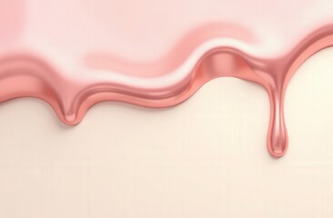 Naklejka premium Liquid rose gold drips slowly, forming shimmering trails with a soft metallic hue on ivory backdrop