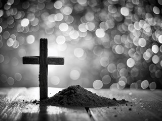 Ash Wednesday With Cross Silhouette Background