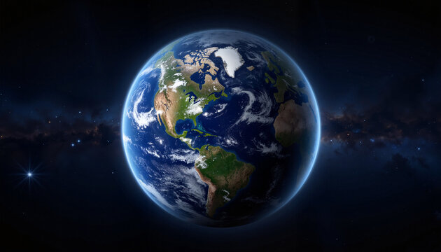 Earth planet view against a starry background