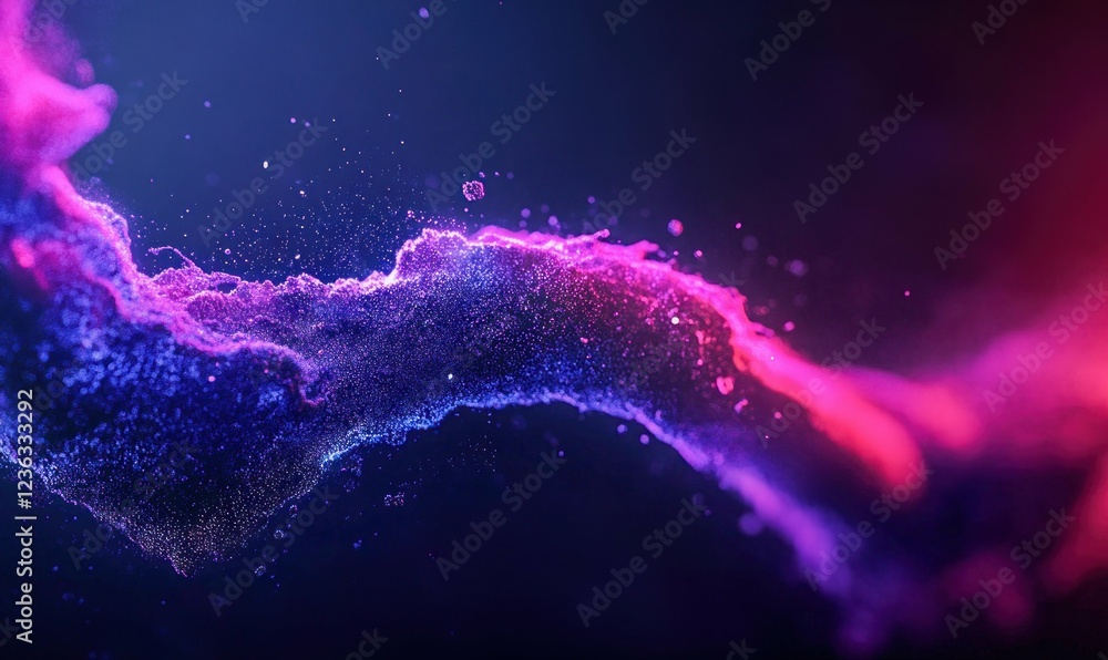 Aufkleber futuristic data flow visualization with glowing particles in cyberpunk aesthetic