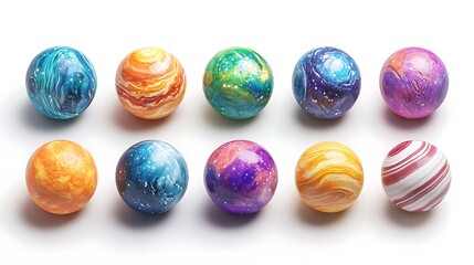 Obraz premium Colorful decorative marbles display studio digital art bright close-up