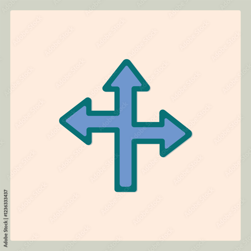 Poster simple direction icon with four arrows pointing in different ways for easy navigation