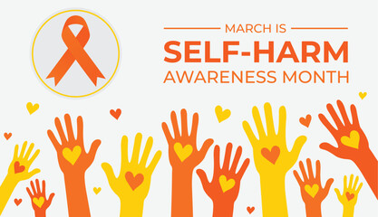 Vector illustration on the theme of Self Injury Awareness Month to raises awareness about self-injury, promotes understanding, and encourages support for those struggling with self-harm