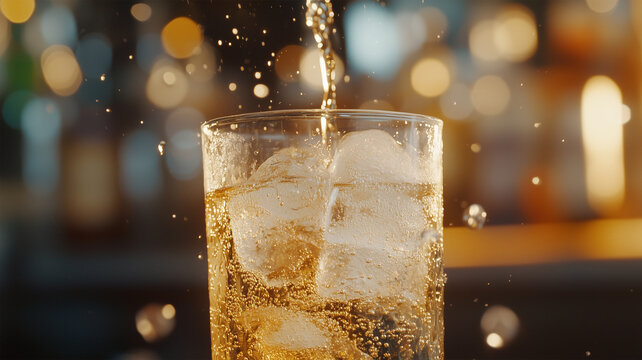 ハイボールを注ぐ瞬間、立ち上る炭酸の泡が生み出す爽快感