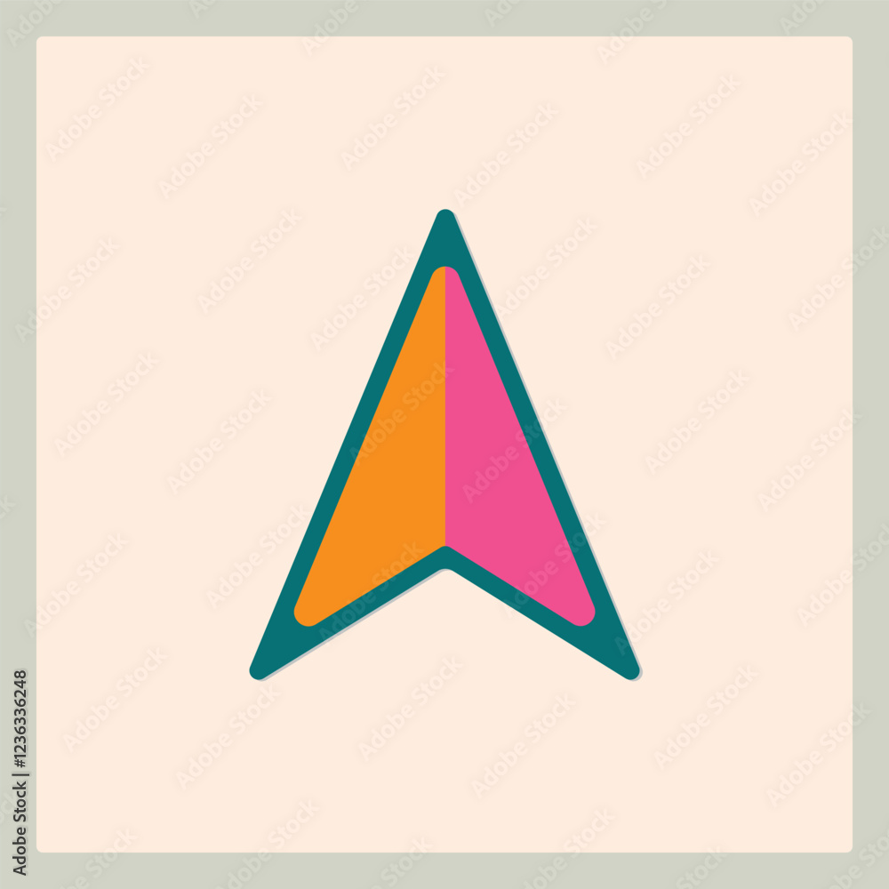 Poster modern navigation arrow icon with dual color scheme for web and app interfaces