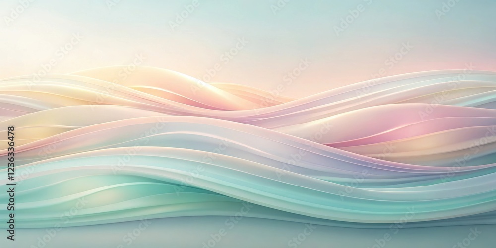 Aufkleber Abstract Pastel Wave Pattern with Smooth, Flowing Lines and Gradient Colors