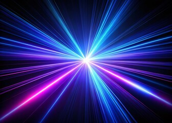 Blue and Violet Laser Beams on Black Background