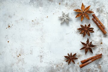 Fototapeta premium Star Anise and Cinnamon on Rustic Background