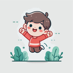 vector of small children jumping happily