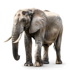 Obraz premium Majestic Elephant Standing Gracefully on White Background