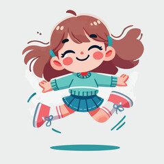 vector of small children jumping happily