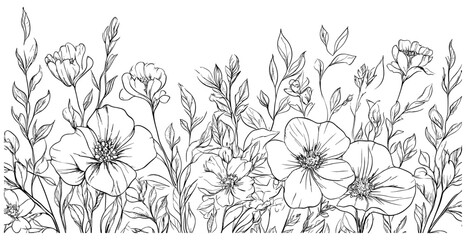 Wedding invitation design with floral background, bouquet of flowers, botanical foliage, vector illustration for wall art and wallpaper decoration