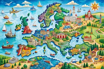 Candid Capture of Europe's Artistic Geography Doodle