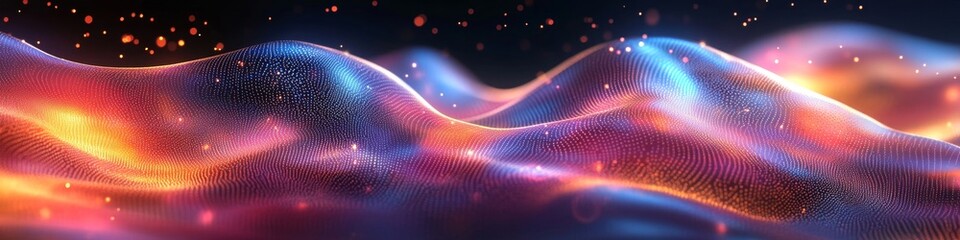 Wavy holographic ribbons, 3D render, Generative AI