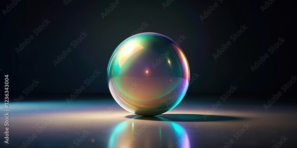 Poster A single iridescent orb rests on a reflective surface with soft lighting casting a subtle glow